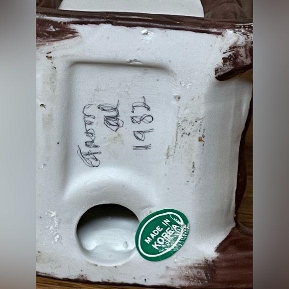 Vintage Ceramic Figurine Old Man In A Rocking Chair W/A Dog Pipe Made In Korea - Picture 6 of 11